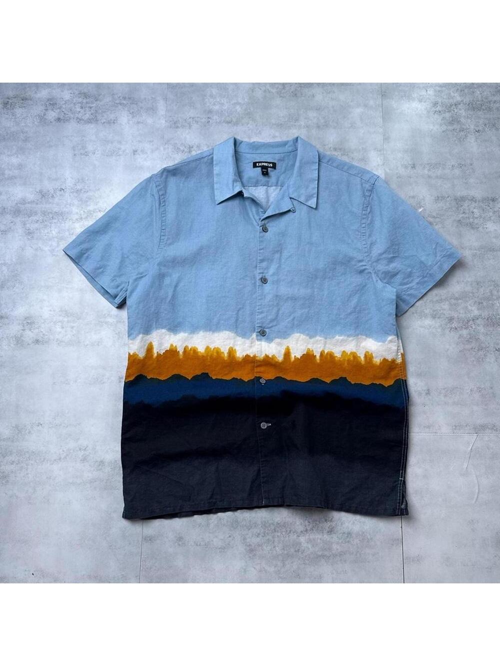 Y2K Express 00s Blue Button Up Grunge shirt